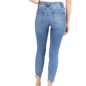Good American Jeans Women's 0 Blue Good Legs Crop Chewed Hems Skinny Stretch